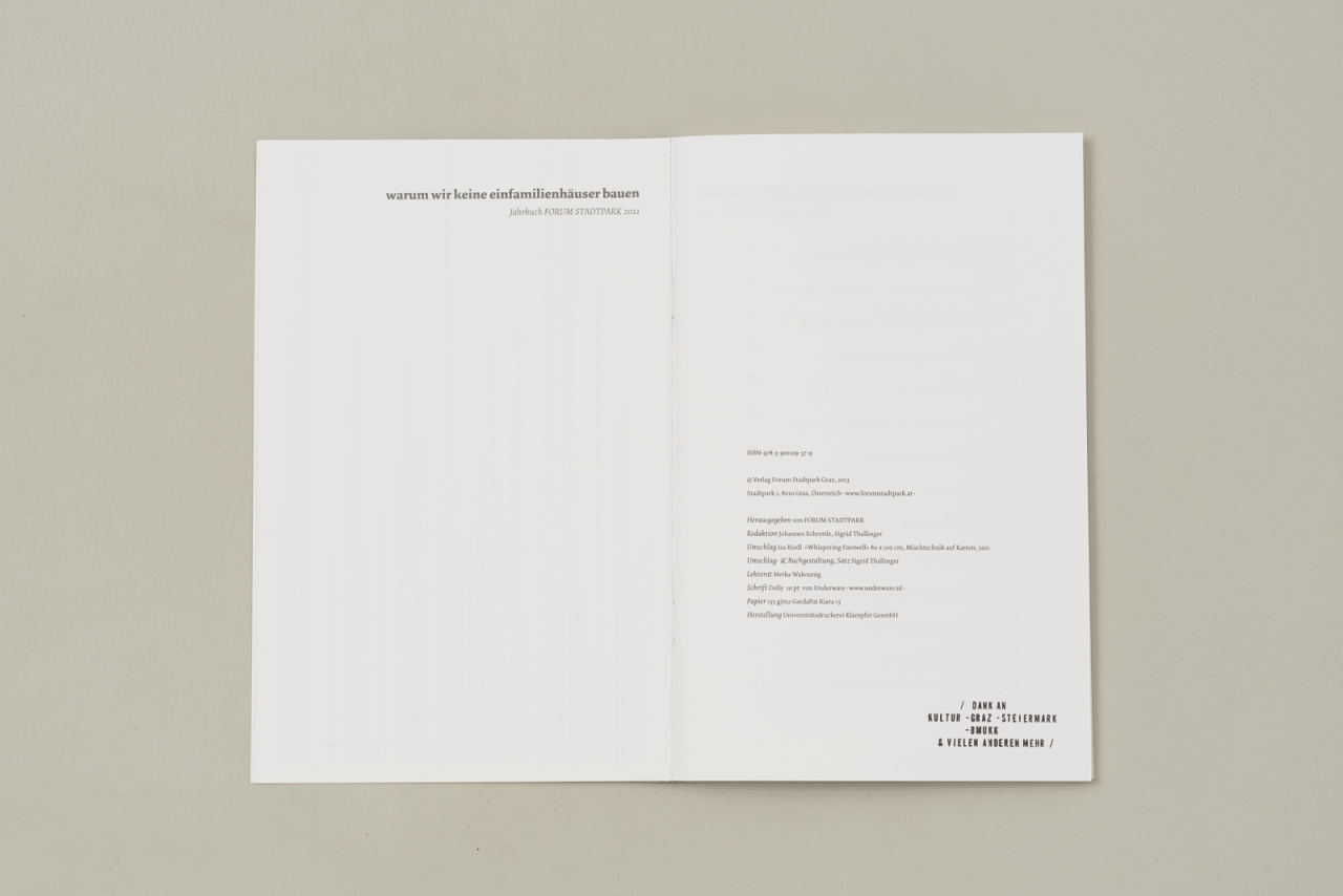 warum wir keine einfamilienhäuser bauen: Jahrbuch 2012