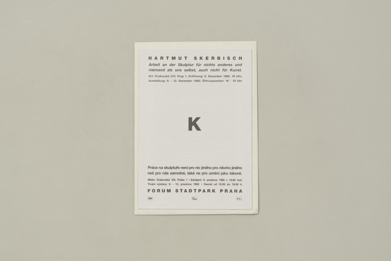 K. Arbeit an der Skulptur f&uuml;r nichts anderes und niemand als uns selbst, auch nicht f&uuml;r die Kunst &ndash; Harmut Skerbisch